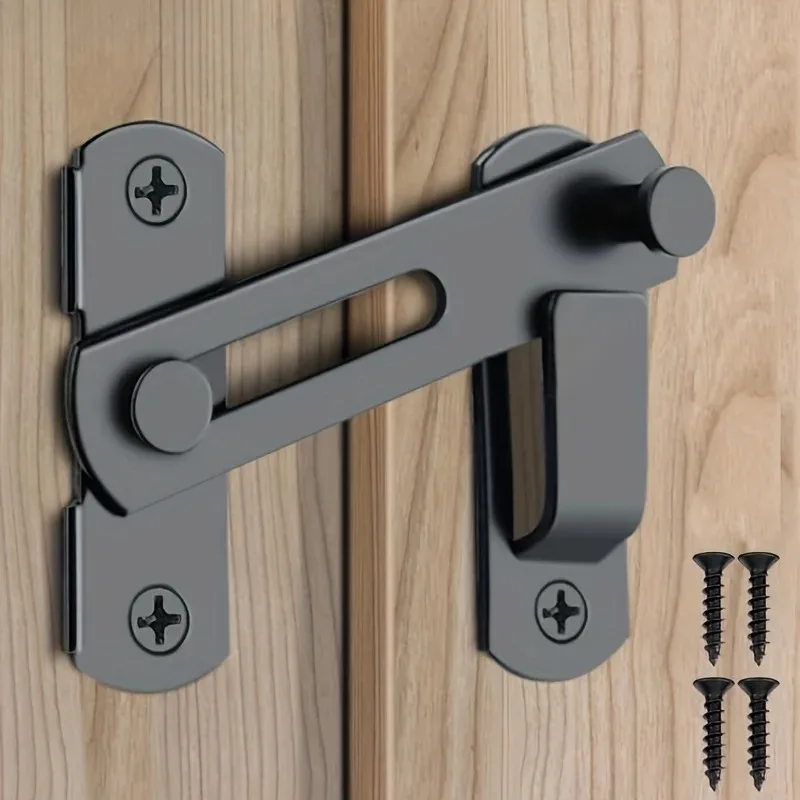 1pc 180 Degree Flip Barn Door Lock, Stainless Steel Sliding Door Latch for Pet Gate Garage Cabinet Security Hardware