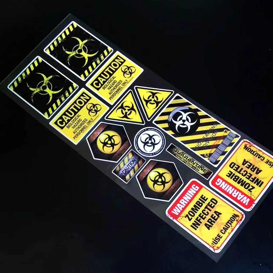 14PCS Nuclear Radiation Biohazard Biochemistry Vinyl Sticker Graphic Decals Emblem For Car Bike