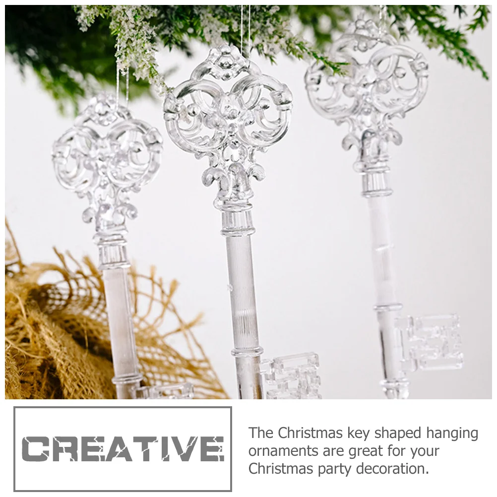 

8Pcs Christmas Key Hanging Ornaments Clear Acrylic Decoration Xmas Tree Decoration Hanging Acrylic Key Decor Christmas Party