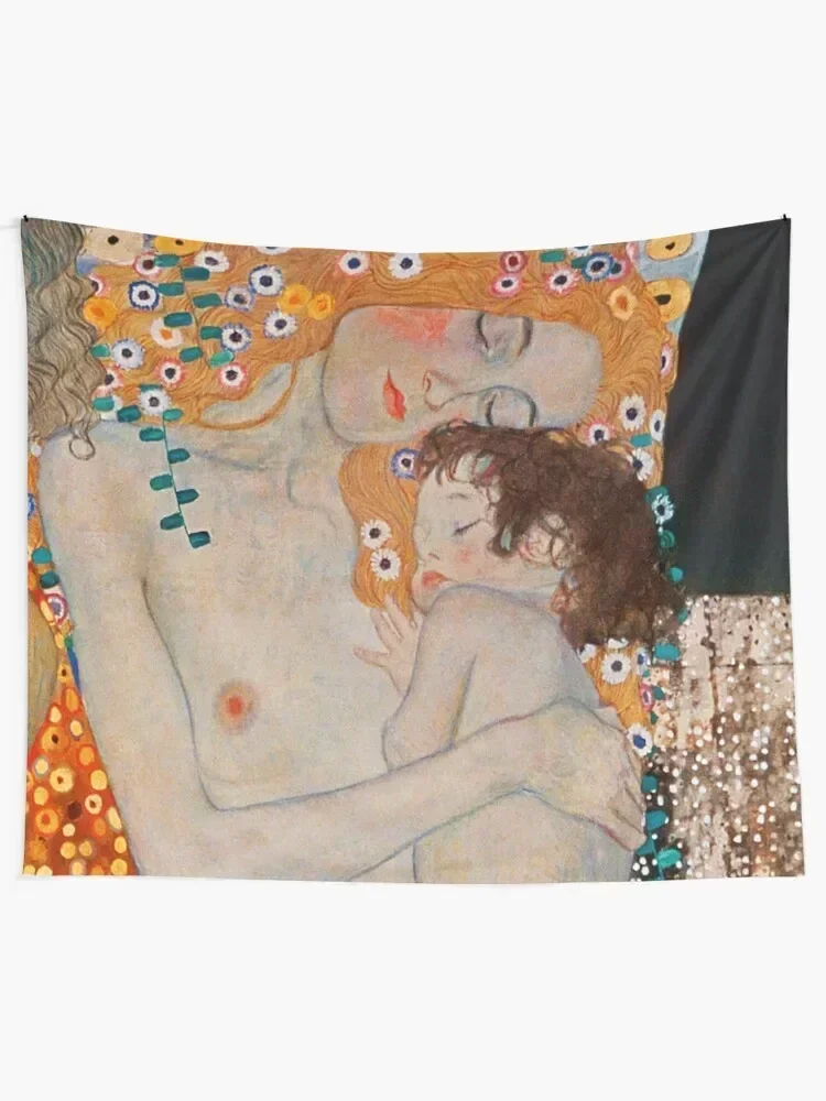 Gustav Klimt, mother and child,reproduction,art nouveau,great art from vintage painters Tapestry Wall Deco Anime Decor Tapestry