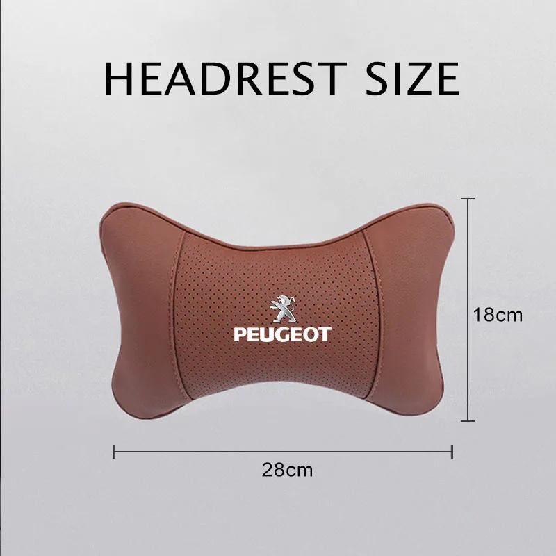 1Pcs Car Seat Headrest Auto Logo Neck Pillow For Peugeot 301 307 207 206 208 308 508 107 408 607 205 406 106 807 4008 108 407