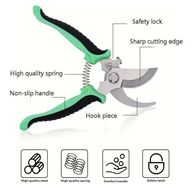 1Pcs Garden Scissors Professional Sharp Bypass Tree for Gardening Pruning Bonsai Edging Secateurs Agriculture Trimmer Hand Tools