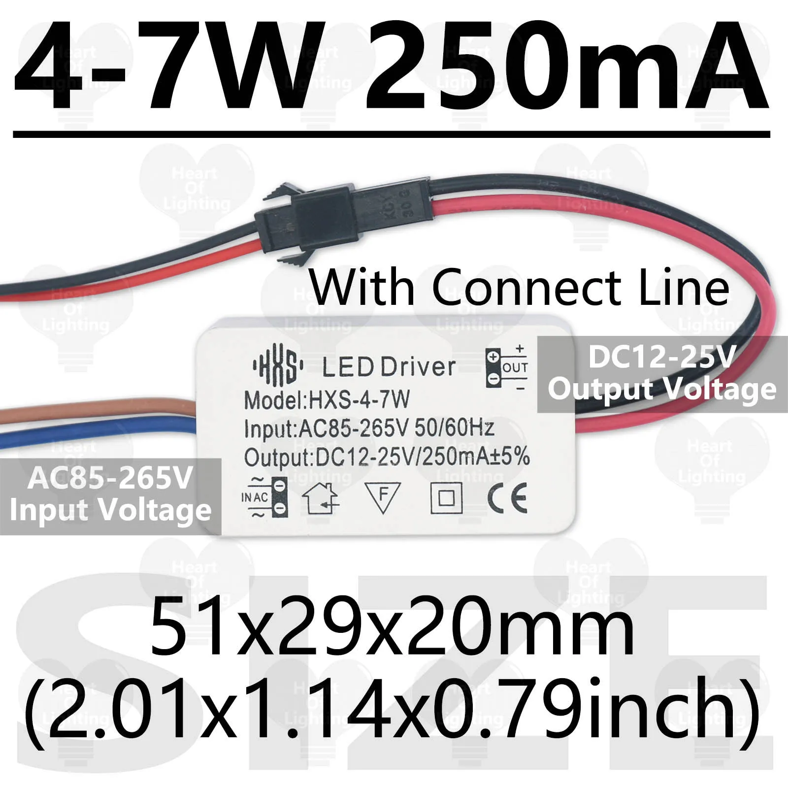 LED مصباح سائق محول الضوء 2-3 واط 3-5 واط 4-7 واط 8-12 واط 15-18 واط 18-24 واط 250mA موائم مصدر تيار ل LED لمبة الأضواء