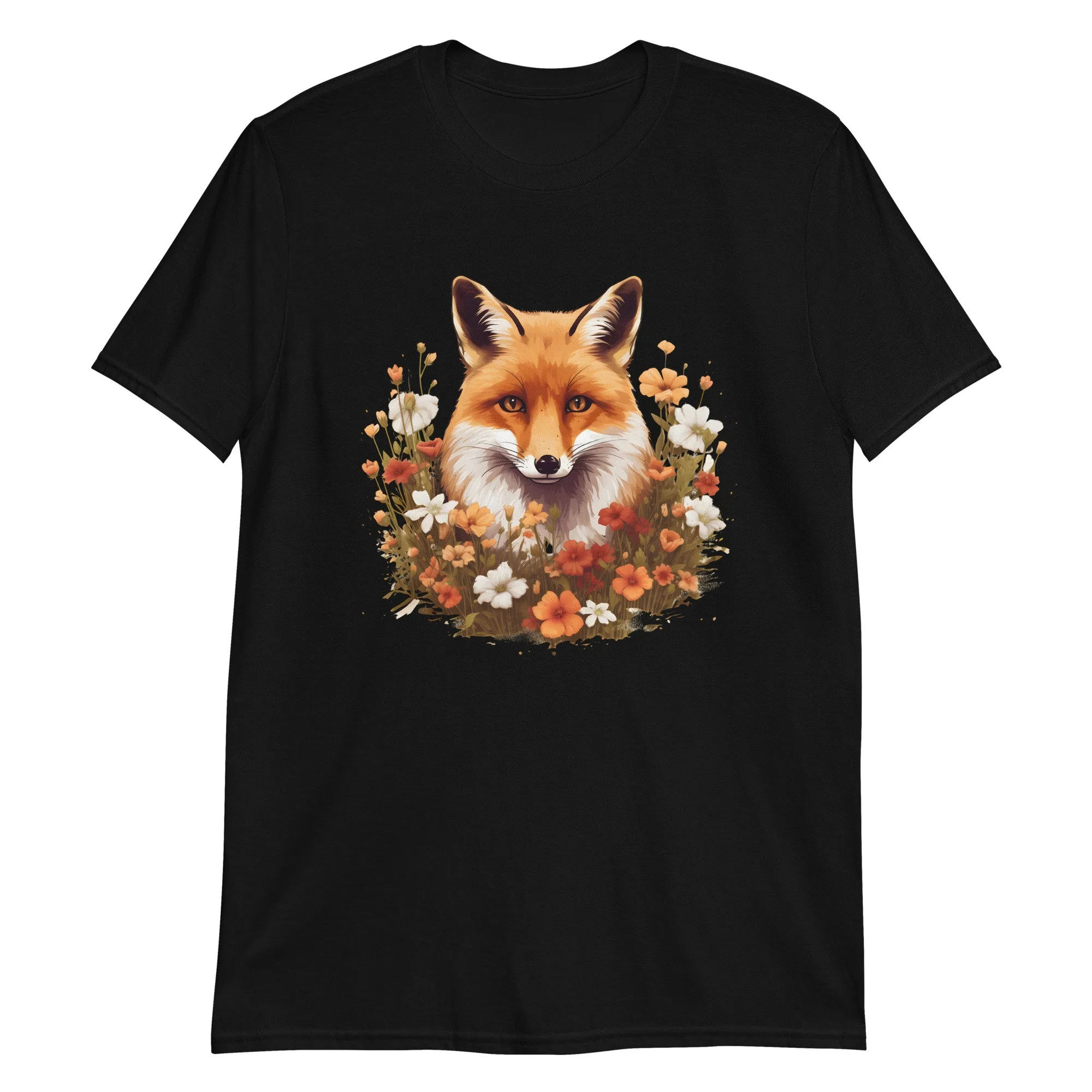 Floral Fox Sanctuary Autumn Flowers T Shirt