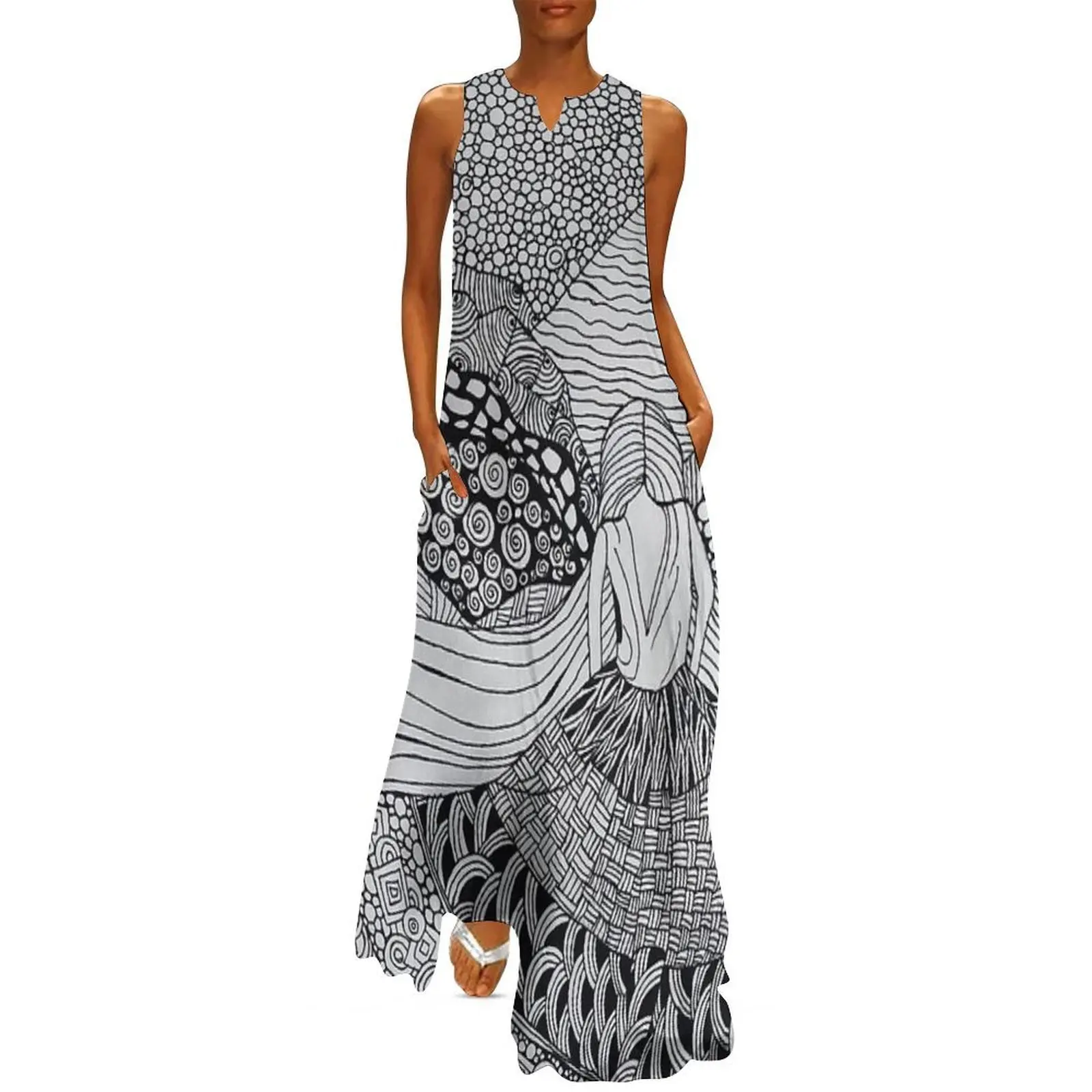 

Zentangle Art Long Dress Women's summer dress women clothes Beachwear dress women summer 2025