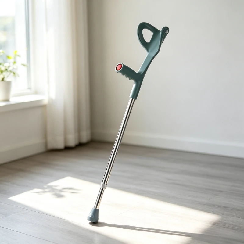 Aluminum Alloy Adjustable Height Elbow Crutch Underarm Crutch Non Slip Foot Pad Easy Operate Rehabilitation Crutch for Factory