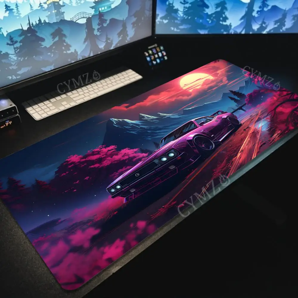 

Большой коврик для мыши Red Moon и спортивный автомобиль, настольный коврик, игровой коврик, нескользящий игровой коврик с прошитыми краями, купе, крутой офисный коврик, ковер для мыши