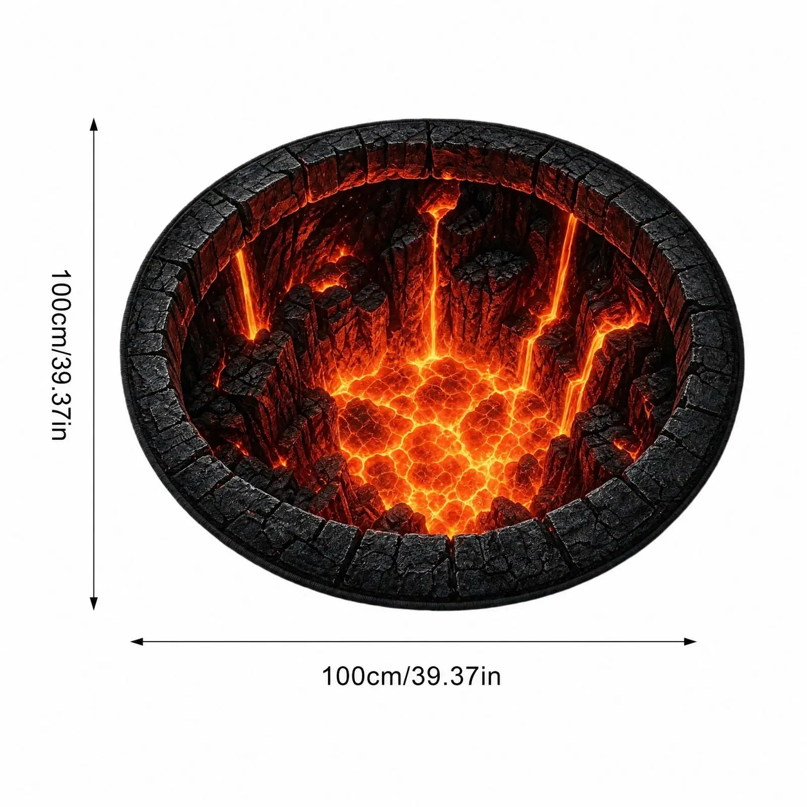 Novelty 3D Round Rug Visual Trap Floor Mat Funny Decorative Circular Carpet for Home Living Room Party Decoration