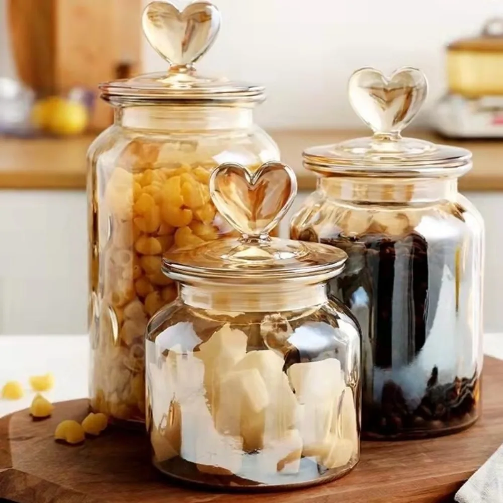 

Wine Bottle Transparent Glass Sealed Jar with Shape Lid Large Capacity Jam Jar Exquisite Food Storage Container Kitchen
