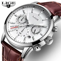 2024 LIGE, Reloj de lujo para Hombre, relojes de cuarzo informales de negocios, Reloj de pulsera de cuero de moda para Hombre, Reloj impermeable para Hombre