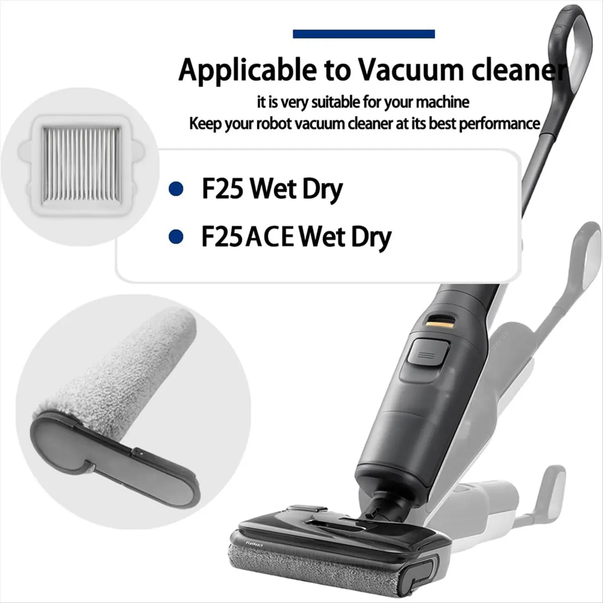 (A25M) For Roborock F25 / F25 ACE Wet/Dry Vacuum Cleaner Main Roller Brush HEPA Filter Replacement Parts