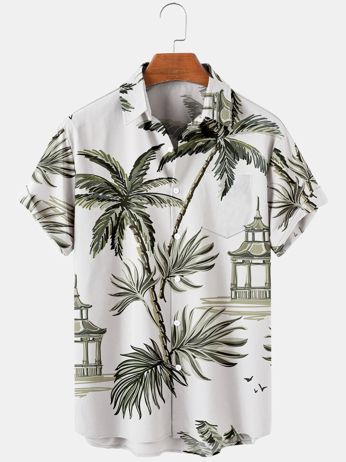 Camisas hawaianas para hombre y mujer, camisas de playa con elementos de hojas de palma impresos, Tops informales transpirables y frescos para