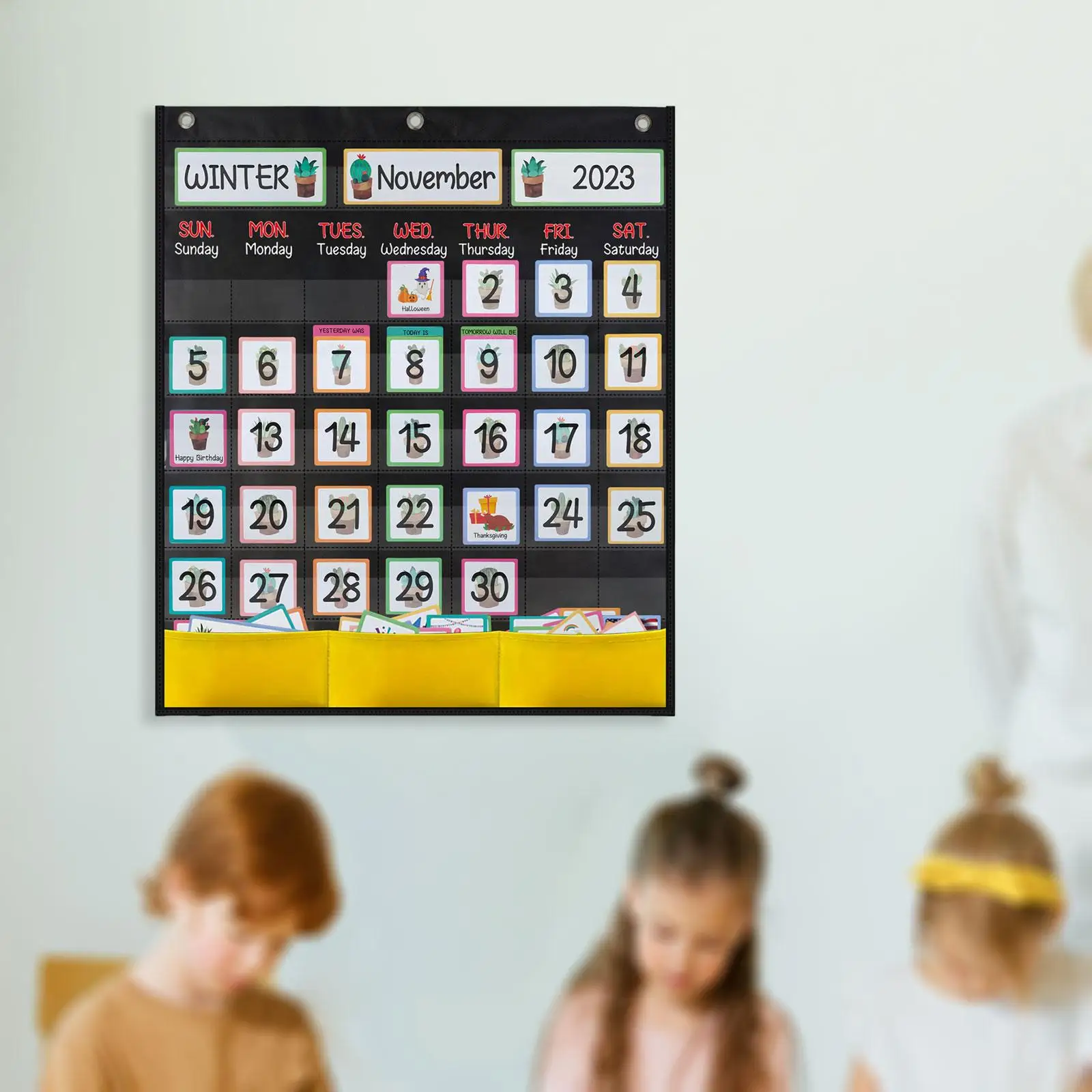 Calendar Pocket Chart Wall Calendar for kids Learning Kindergarten