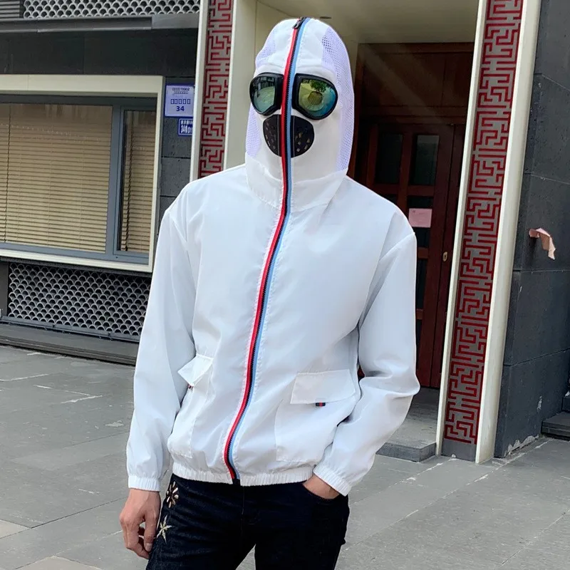 

New Sle Thin Outerwear Hooded Jaet with Eye Protection Full Coverage Alien Ufotator Faionable Couple's Spring Jaet