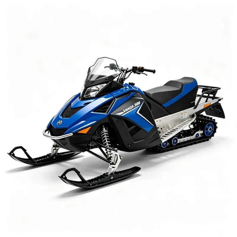 Heavy Duty 380cc Petrol Snowmobile CVT Transmission Reverse Gear Low Speed Snow Sled Winter Leisure All Terrain Track Vehicle