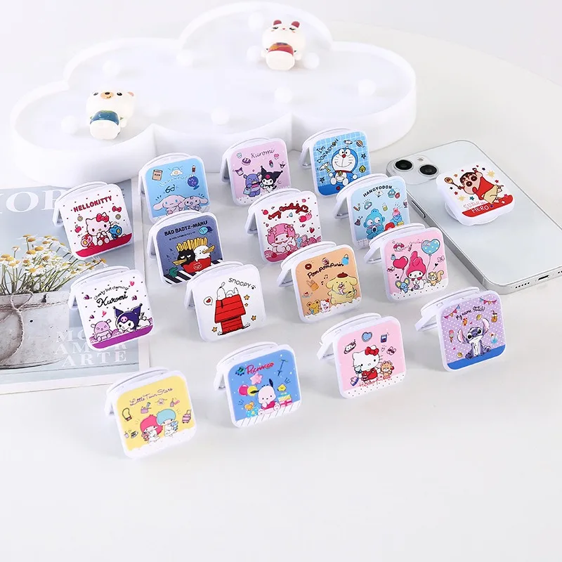 New Sanrio Hello Kitty My Melody Cinnamoroll Airbag Stand Double-sided Makeup Mirror Cartoon Retractable Lazy Mobile Phone Stand