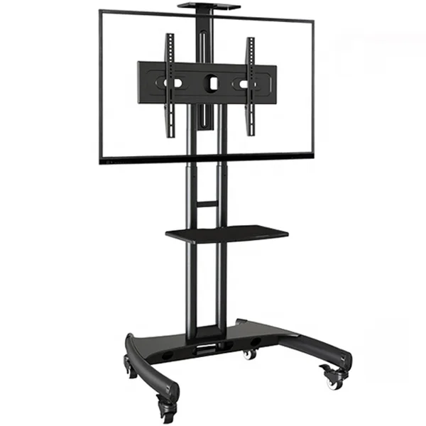 Universal Movable Tv Floor Vesa Mount Stand 100-600mm Tray for WiFi Router Set-top Box Adjustable Height TV Cart with Tray