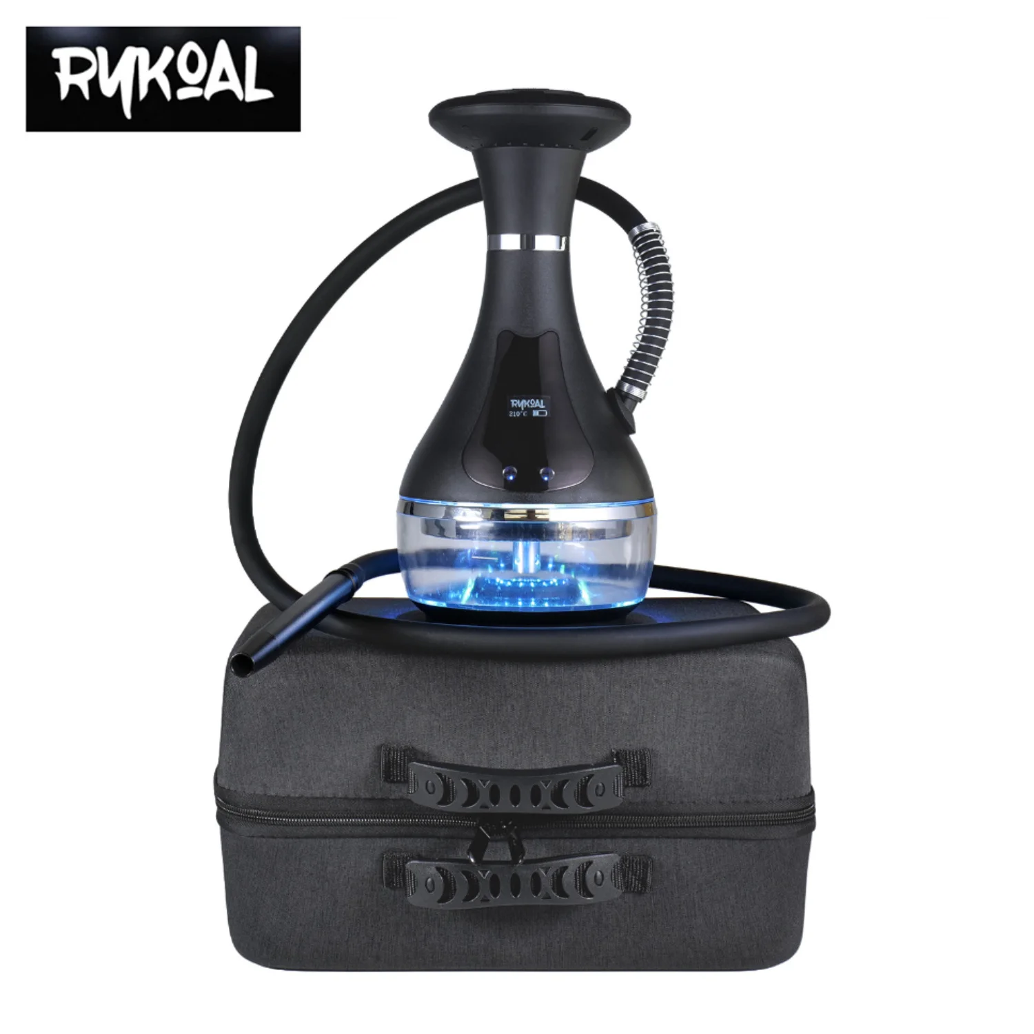 

RYKOAL Portable Electric Hookah Shisha Set Portable Travel Electronic Hookah Battery Powered Shisha with LED Display