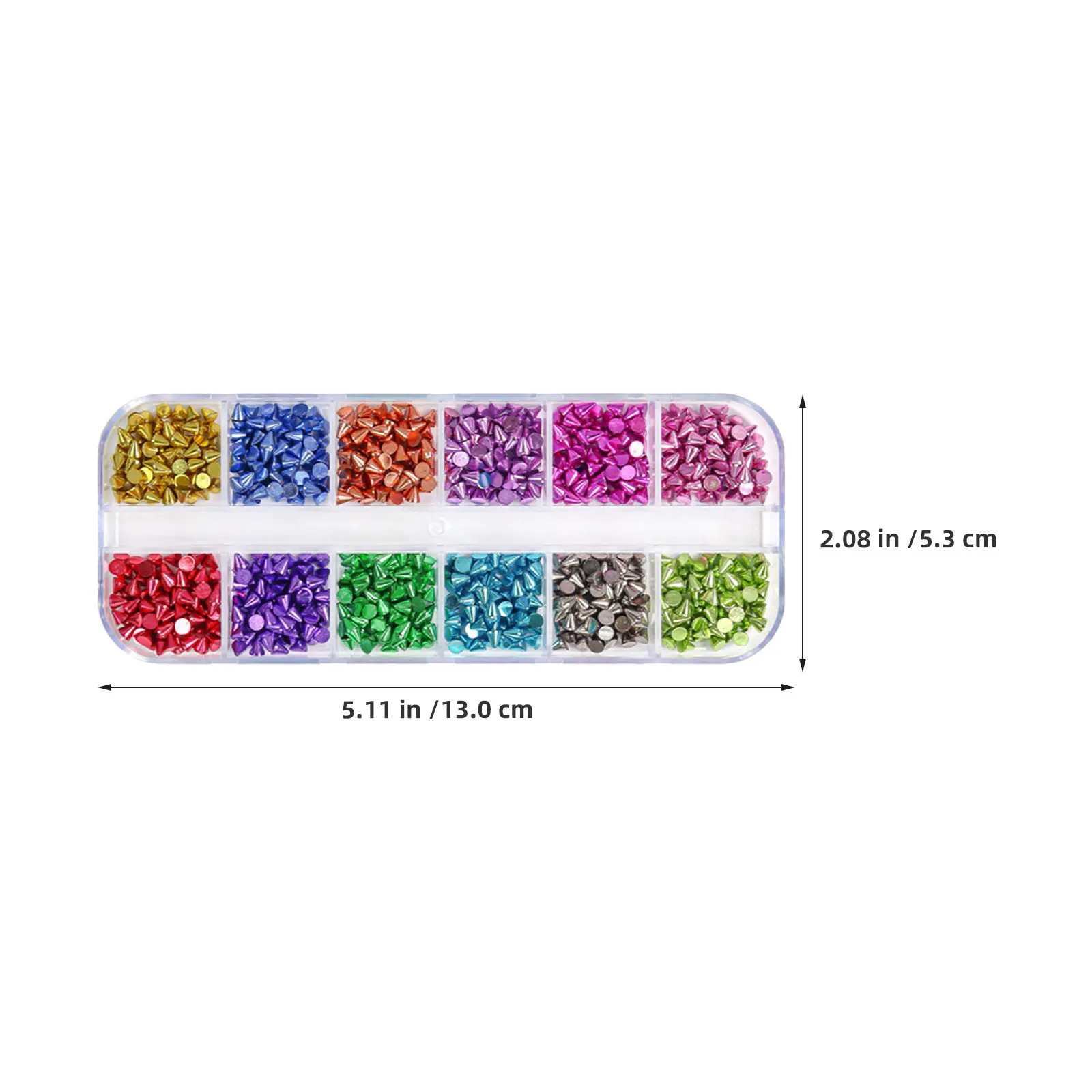 4 Boxes Nail Art Metal Charms - 12Grid Organized Studs in Gold Silver Multicolor for Punk Gothic Nails Decoration DIY Manicure