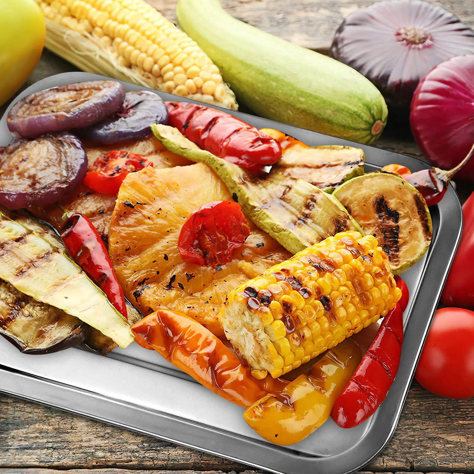 

10Pcs Stainless Steel Baking Sheets Heavy Duty Oven Cookie Trays Flat Bottom Even Heat Distribution for Home Restaurant Camping