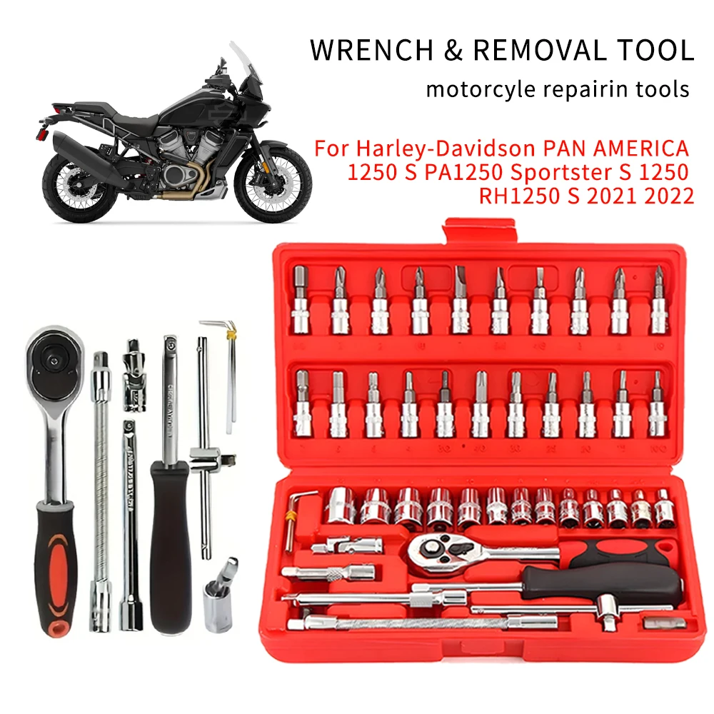 For Harley-Davidson PAN AMERICA 1250 S PA1250 Sportster S 1250 RH1250 S 2021 2022 46pcs Socket Set Car Repair Tool