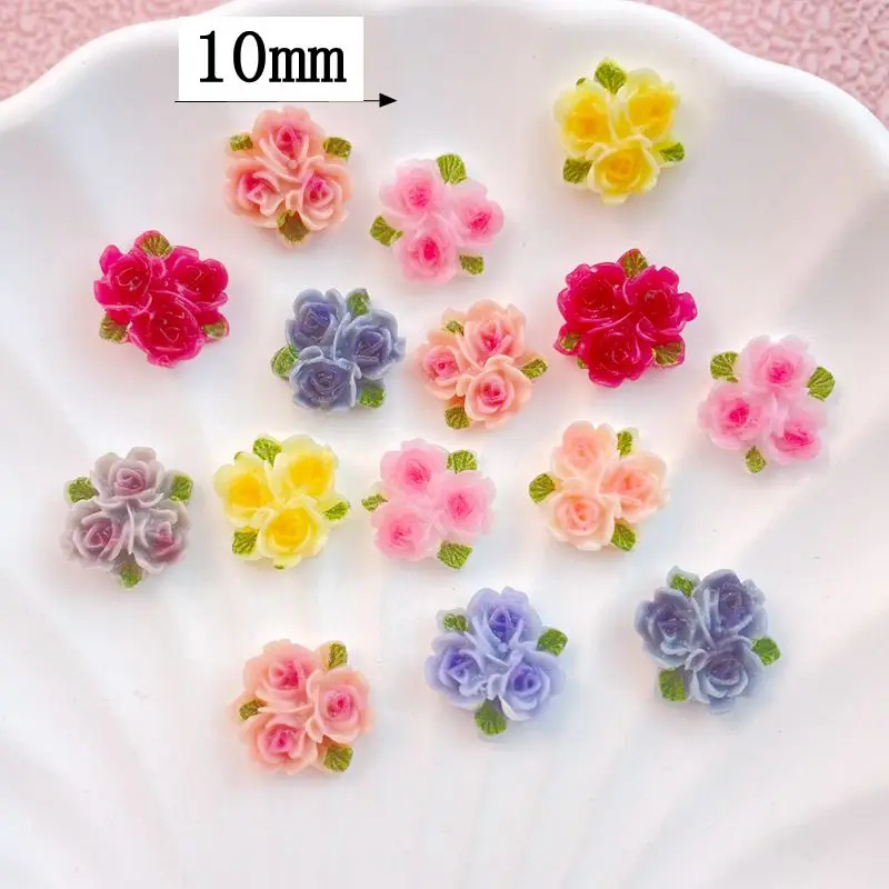 50Pcs New Cute Mini Sansheng Flower Resin  Flat Back Ornament Jewelry Making Manicure Hairwear Accessorie