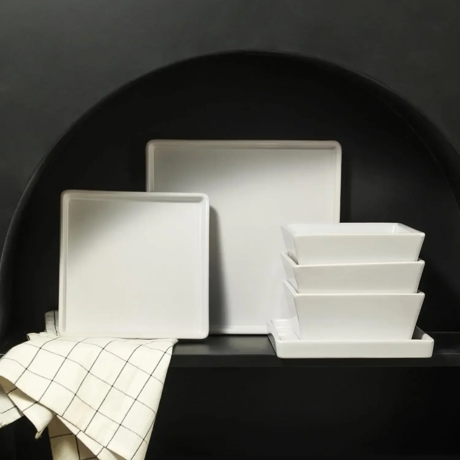 Kitchen suppliesStone Lain Grace Square Stoneware Dinnerware Set, 24 Piece Service For 8, White