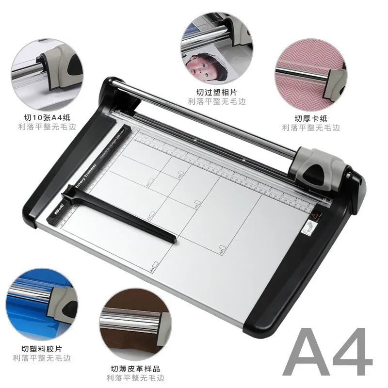 Rotary Paper Trimmer Manual Rolling Cutter with Long Rail and Steel Base, 15 Sheet Capacity for A4 A3 A2 Photo Paper Card Stock