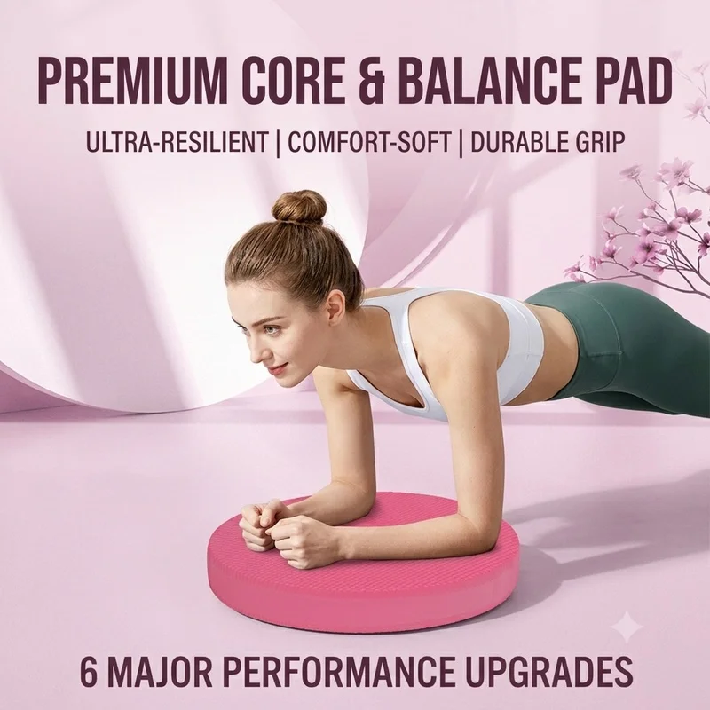 High Density TPE Balance Cushion Non-Slip Round Stability Trainer Mat for Yoga Pilates Plank Workout & Ankle Recovery