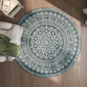 SONGMICS HOME Teppich rund, 160 cm d, Wohnzimmerteppich, rutschfester Teppich, flauschig