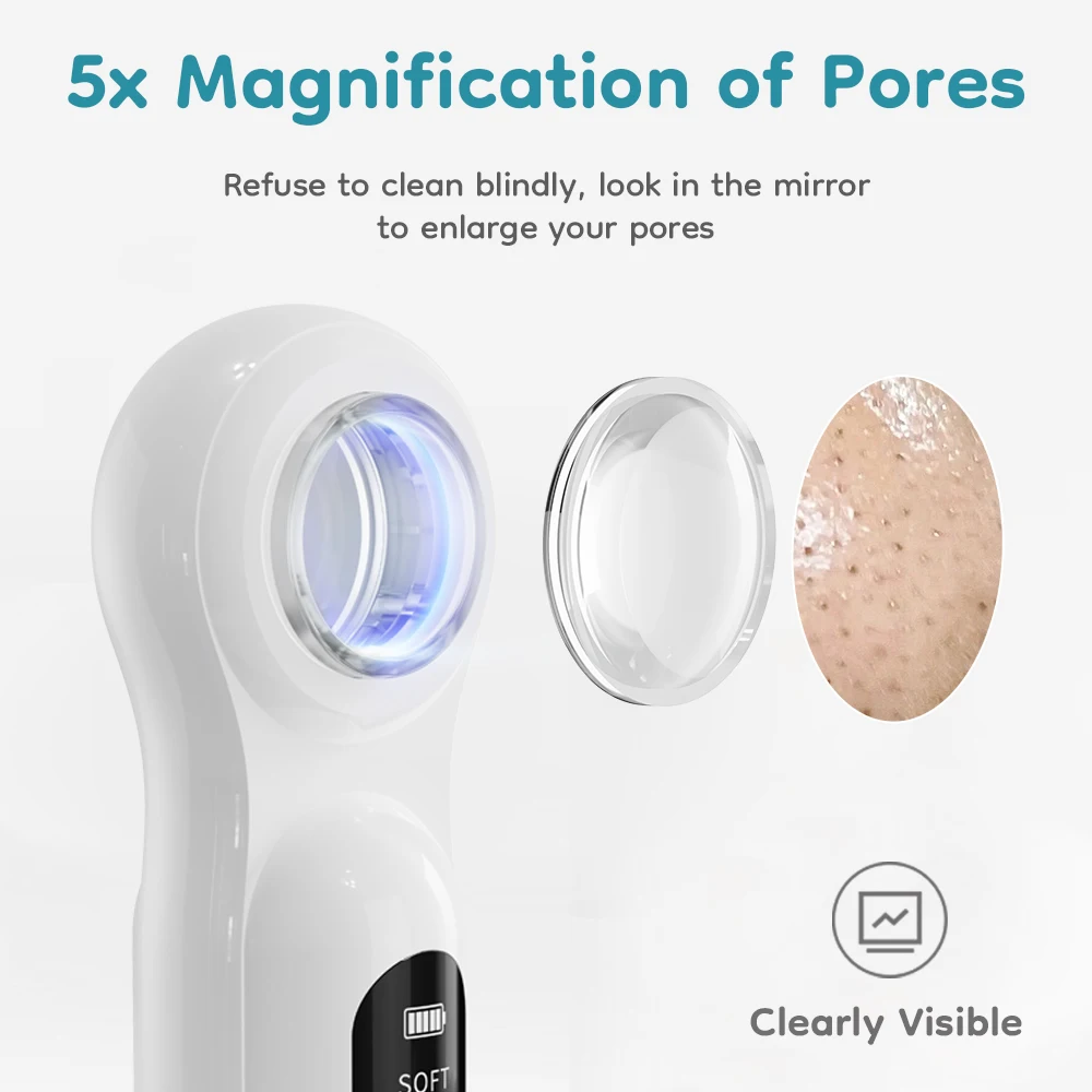 Visual Electric Blackhead Remover 3 Gears Adjustment LED Screen With light Vacuum Blackhead Removal Skin Cleansing Pore Cleaner