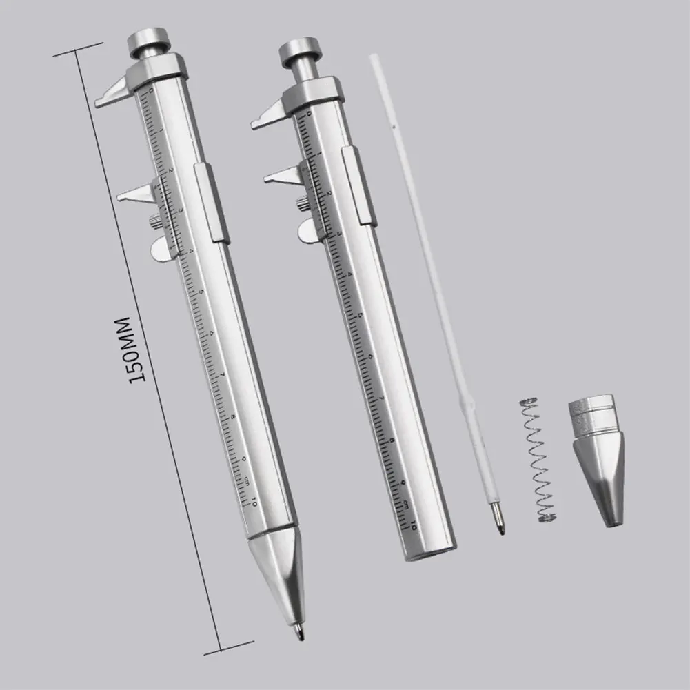 5-1PCS Caliper Type Ballpoint Pen Durable 2in1 Precise Measurement Range Multifunction Vernier Bullet-tip Design Roller Ball Pen
