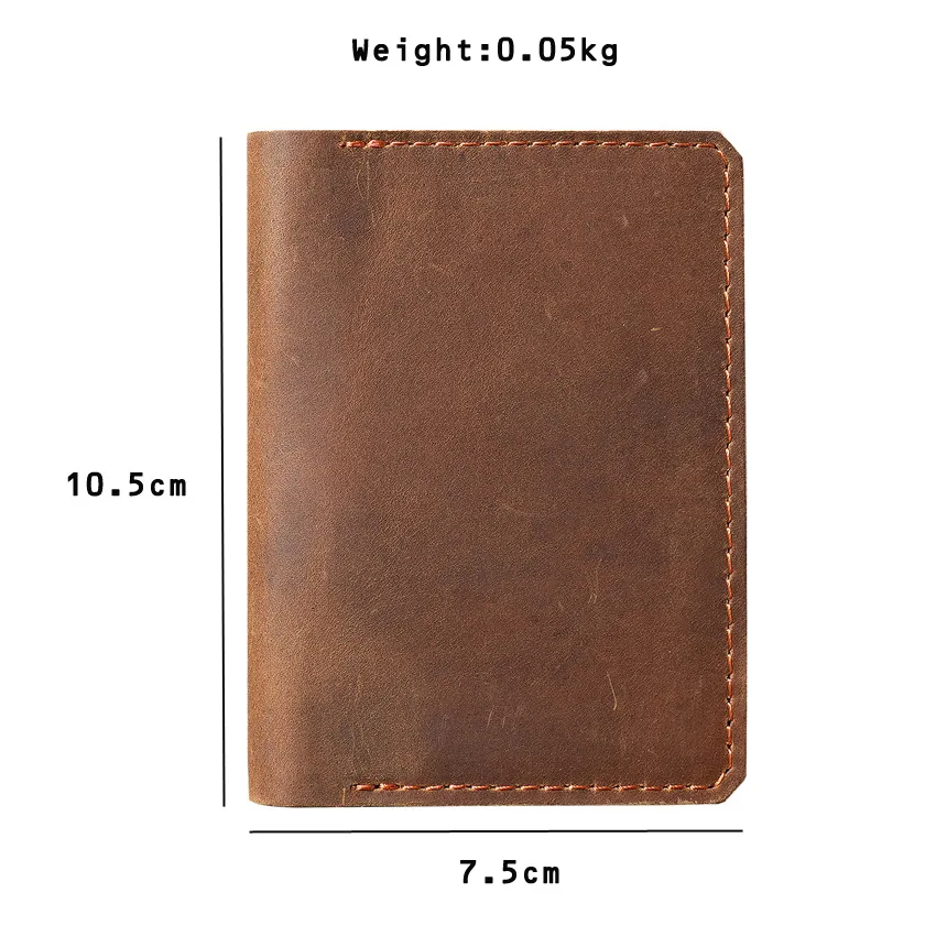 Vintege Wallet Crazy Horse Leather Men's Bag Real Cow Pickup Bag Simple Retro ID Card Driver's License Card Bag