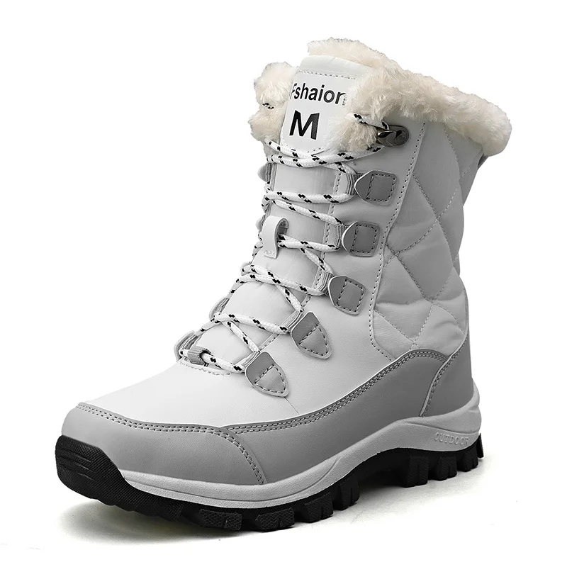 2026 Hot Trend Women's Winter Snow Boots Warm Plush Lined Mid Calf Boots Waterproof Anti Slip Outdoor Snow Women's Hiking Shoes