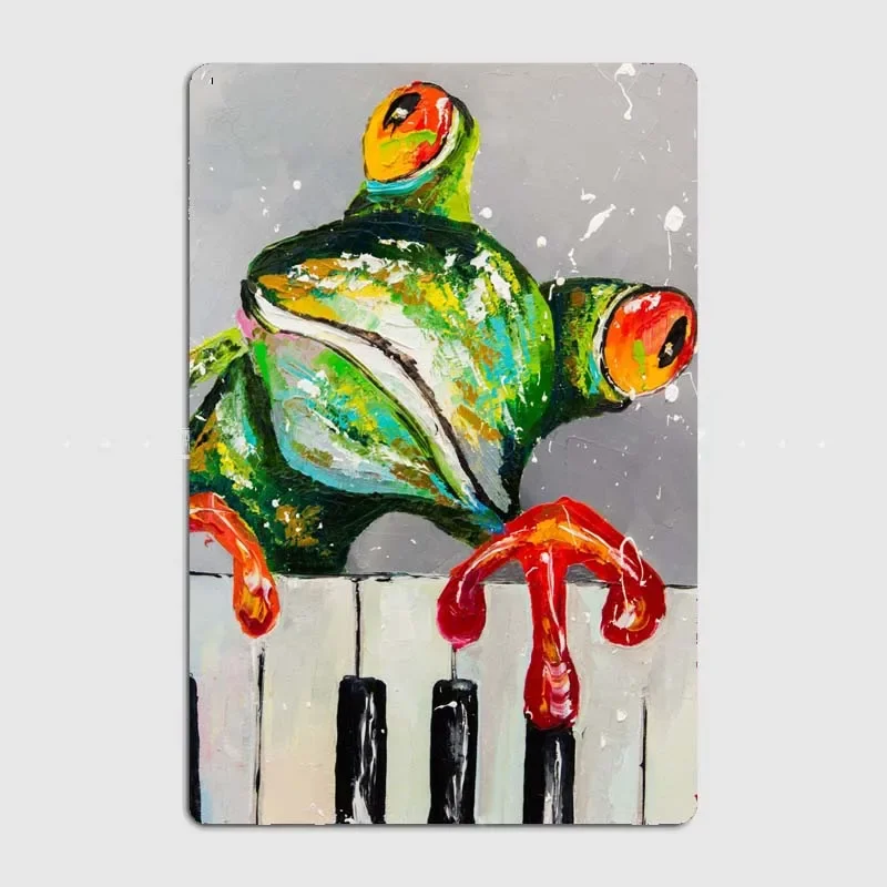 

Frog Pianist Modern Metal Signs & Plaques with Animals Painting Theme Art for Wall Decoration - Add Warmth To Your Home