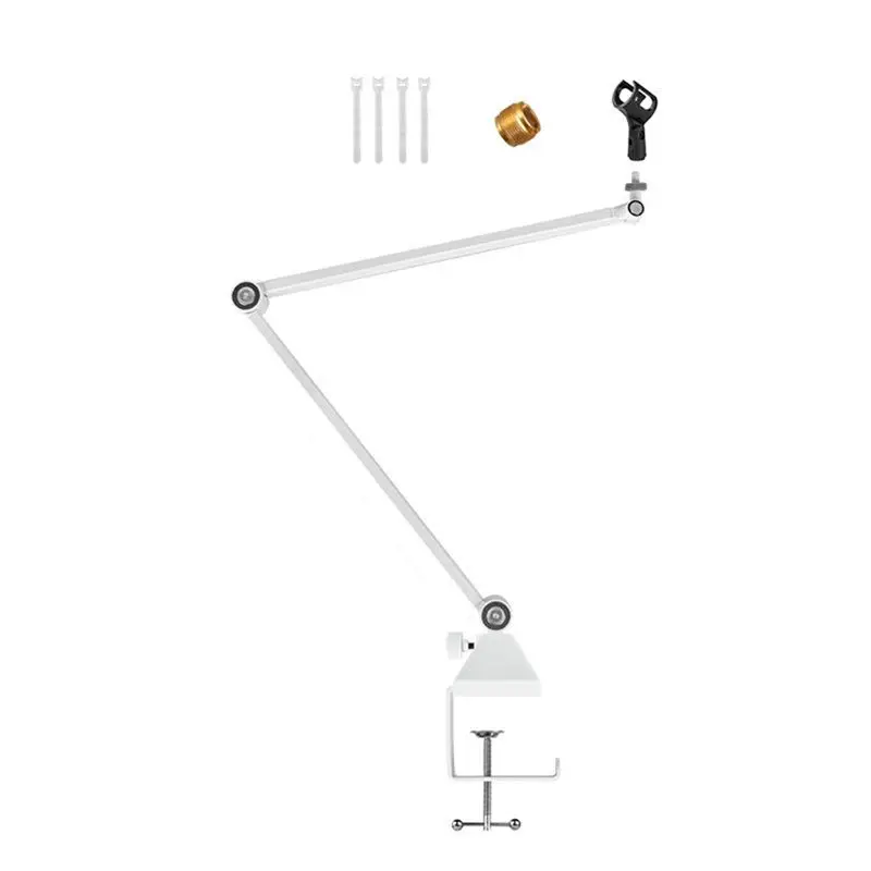 Foldable Mic Suspension 360° Rotatable Microphone Boom Microphone Stand White-Y41A
