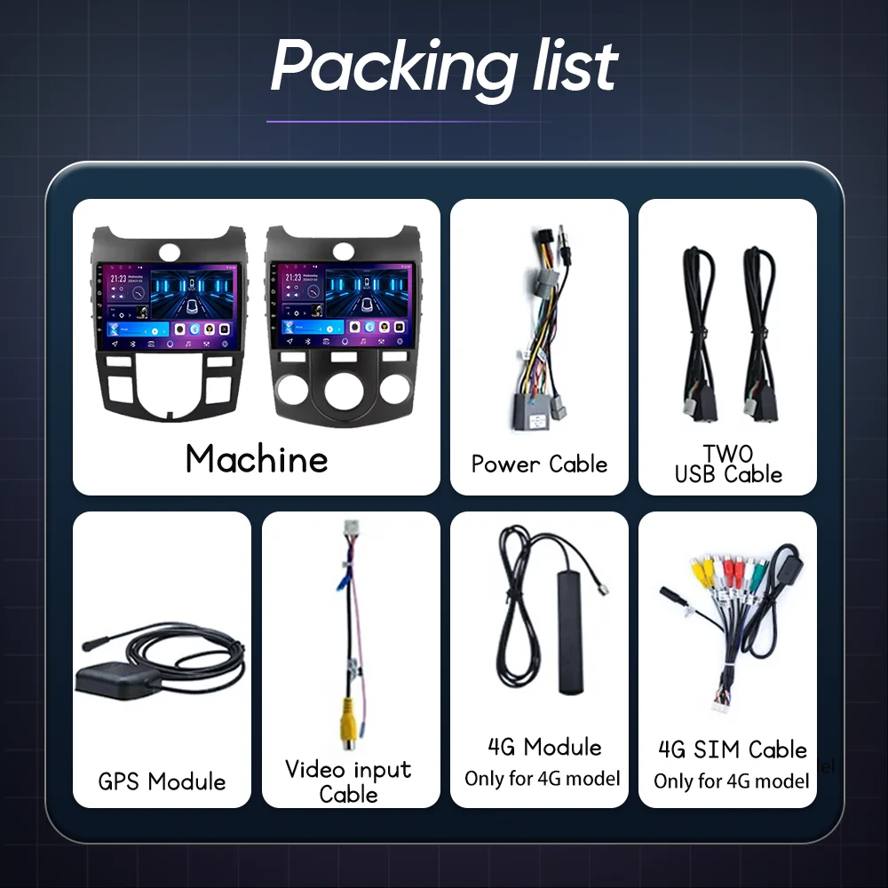 Car Android 14 Multimidia Video Player For KIA Forte Cerato 2 TD 2008-2013 Auto Radio Stereo Carplay GPS Navigation NO 2DIN DVD