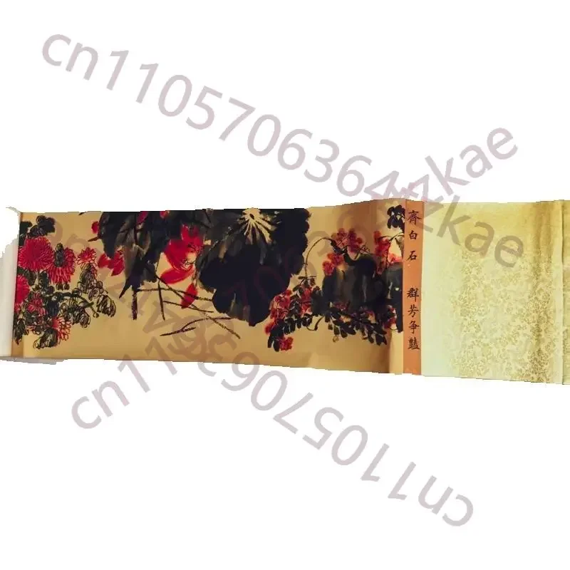 China Old long Scroll Painting,Qi Baishi's watercolor painting 
