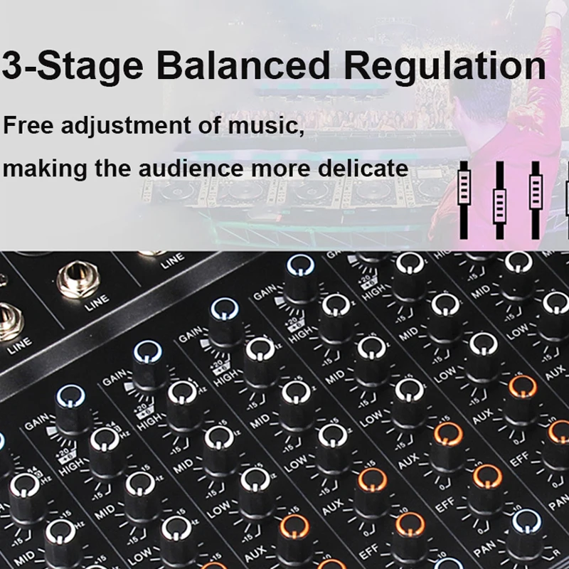 Sound Mixer Professional 8 Channels Mixing Console Bluetooth Board USB Reverb For PC Stage Audio Studio DJ Controller Podcast