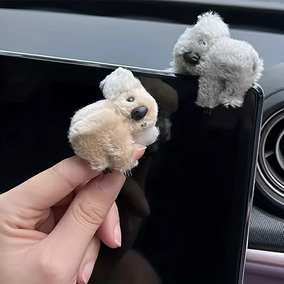 2 Stück süßer Koala-Auto-Sonnenblenden-Clip, bezauberndes Plüschtier-Design, langlebiger Stoff mit sicherem Griff, passend für alle Fahrzeugzubehörteile