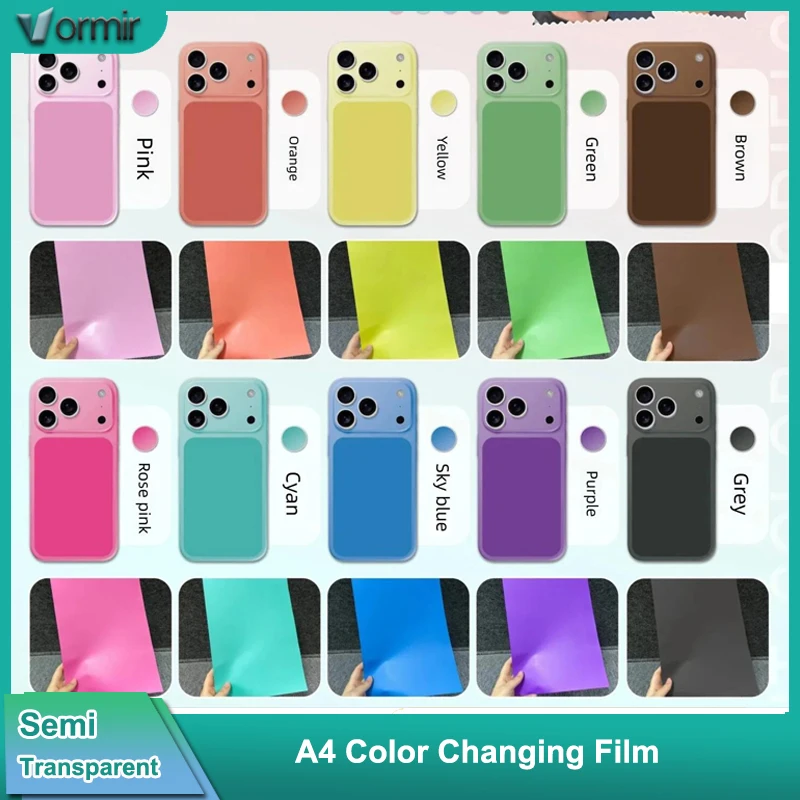 

VORMIR 10pcs A4 Phone Back Cover Color Changing Film Vacuum Wrapping Machine Use Material for iPhone 17 16 15 14 13 12 Pro max