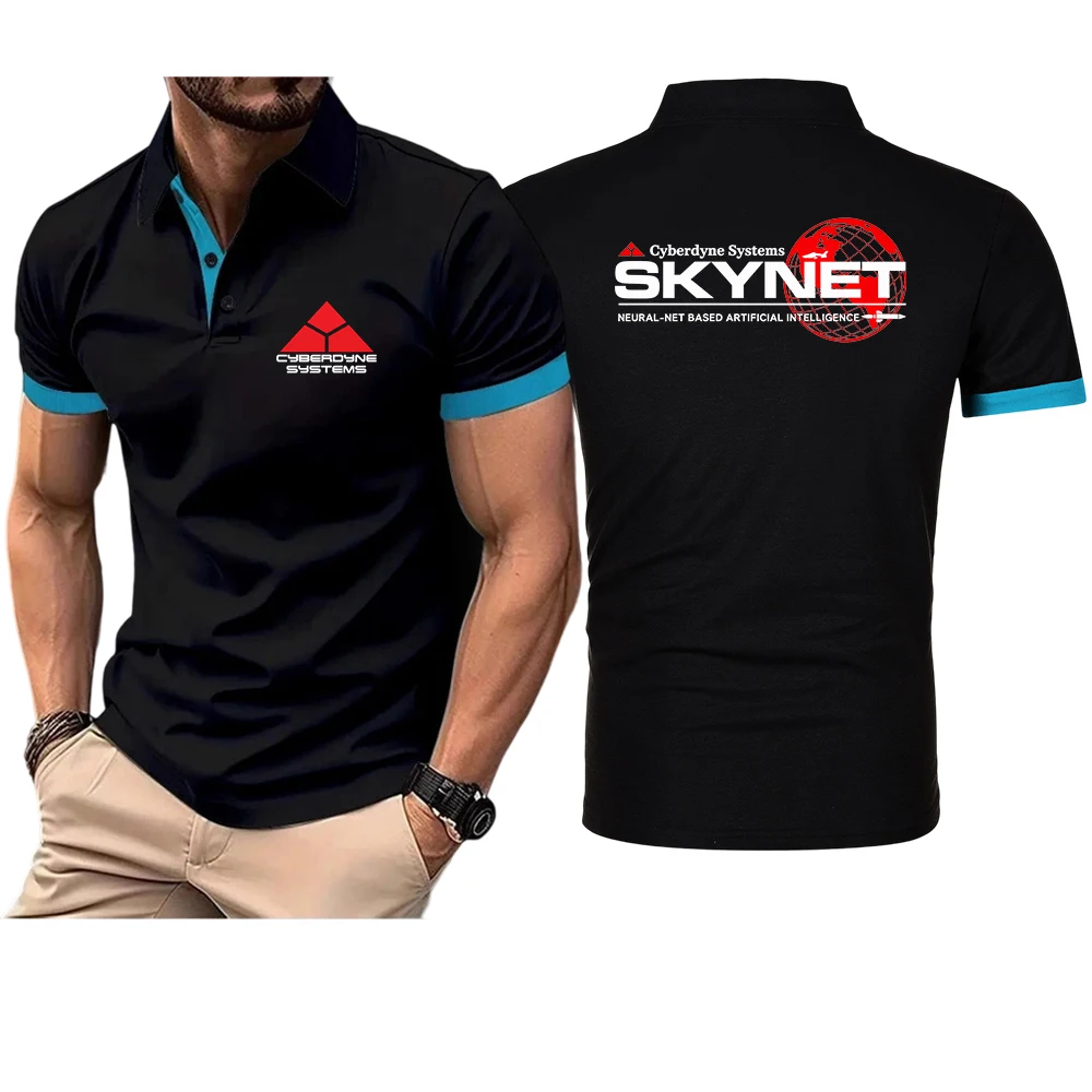 Neues Schnelltrocknendes Kurzarm-Poloshirt 2026 Skynet Grafik-Logo-Druck Herren Marken-Atmungsaktives Sport-T-Shirt mit Kragen