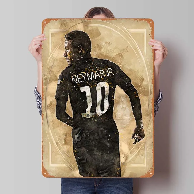 Neymar JR Sports Metal Poster Bathroom Decor Vintage Metal Tin Sign Plaque for Wall Art Decoration Club America Art of Murals