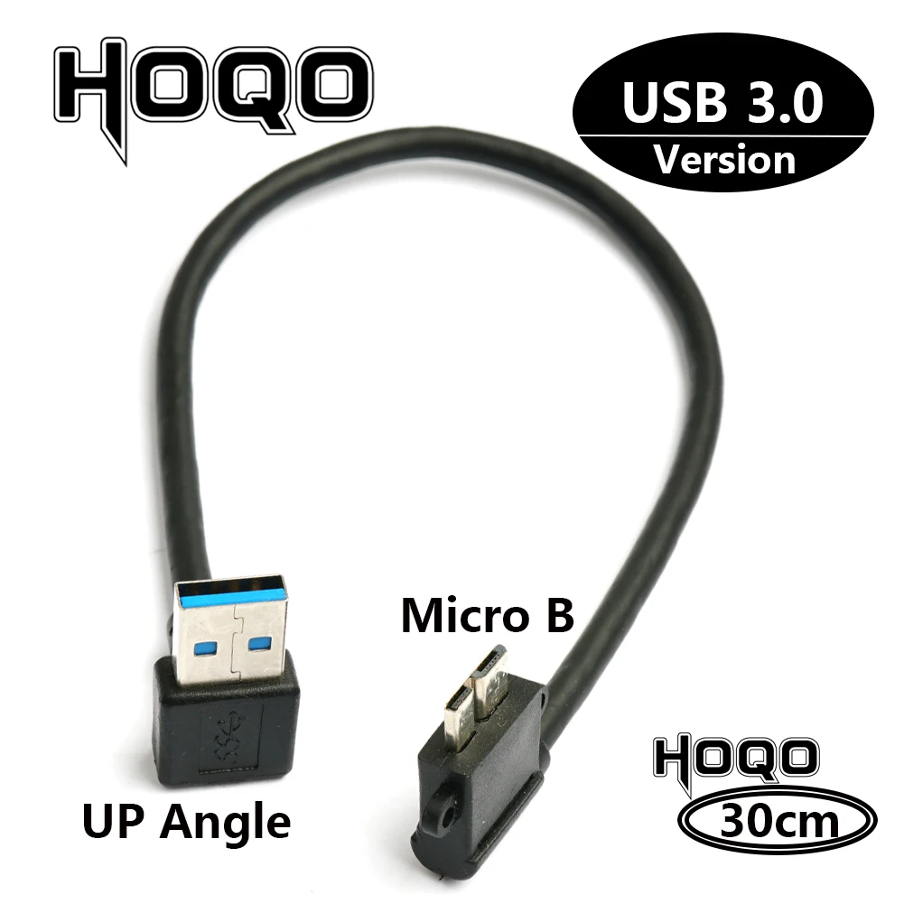 USB 3.0 typ A do Micro B 90 stopni w górę w dół pod kątem ze śrubami blokującymi zamontuj dane kabel USB 3.0 A do B 30cm podłącz krótki przewód hdd