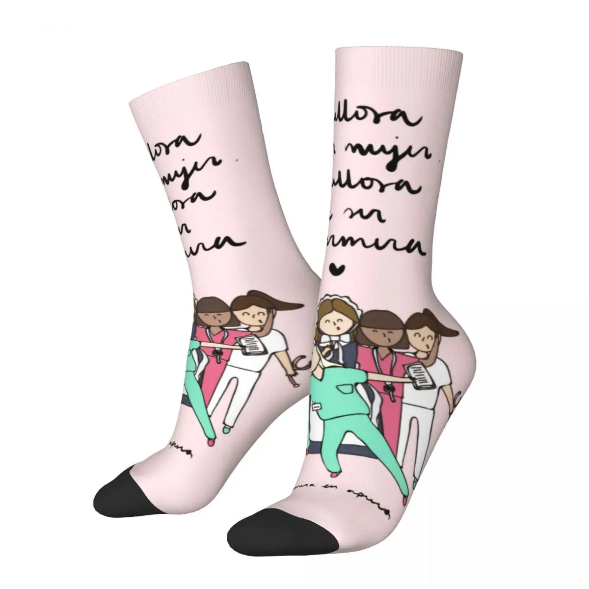 Cute Enfermera En Apuros Socks Men Women Funny Happy Doctor Nurse Socks Crazy Spring Summer Autumn Winter Socks Gifts