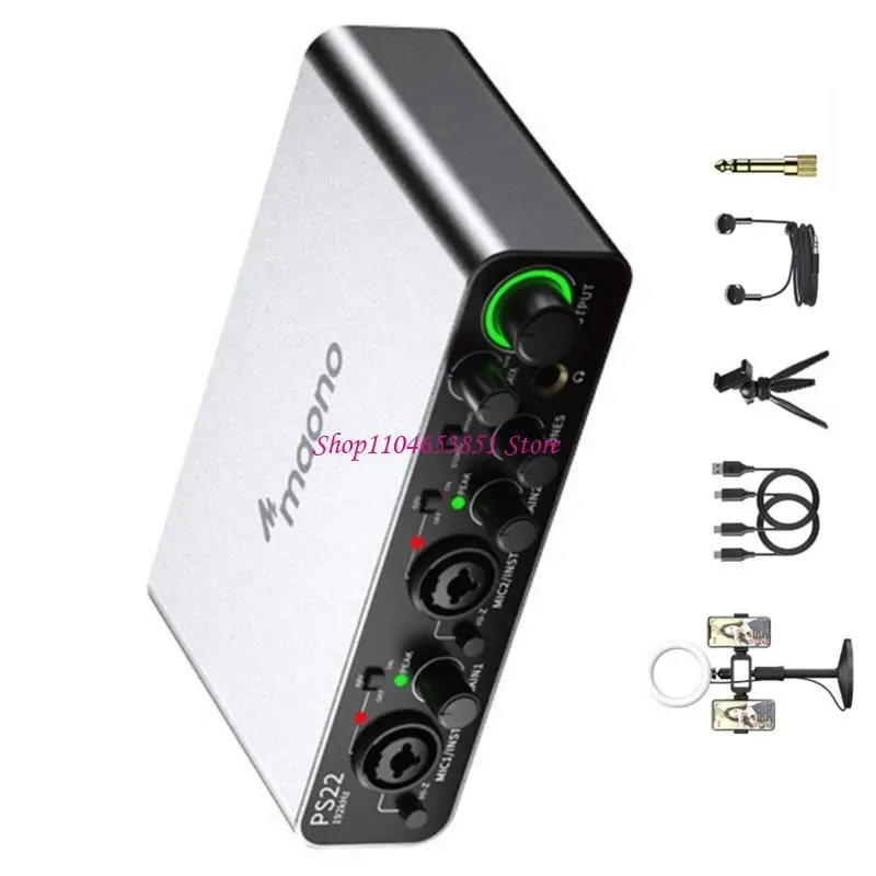Plugs and Play Sound Card for Sound Recording Volumes Gains Controls and Headphone Monitoring Easy to Use 