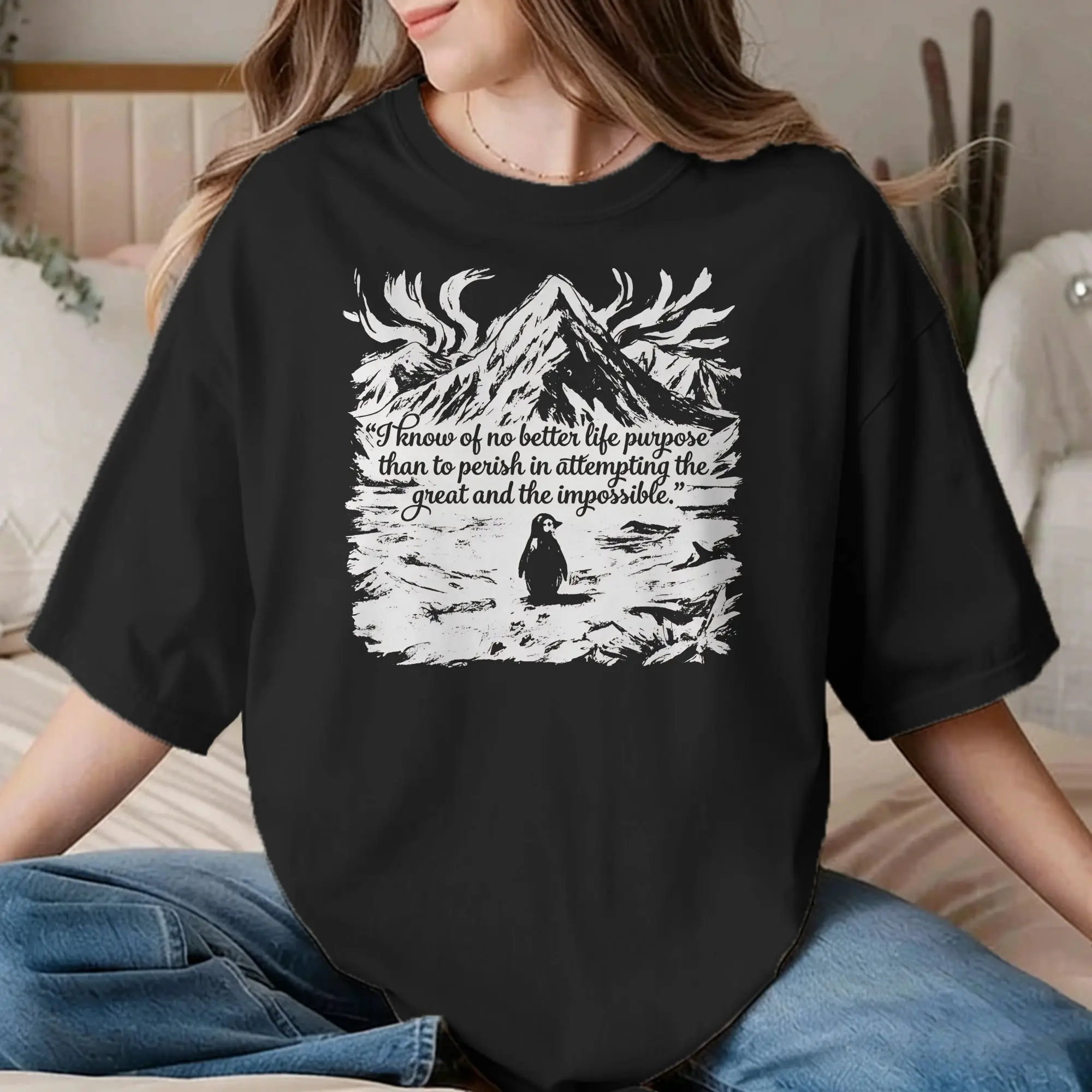 Nihilist Penguin - But Why Penguin Camisetas masculinas e femininas, camisetas engraçadas de manga curta, camisetas de algodão puro, roupas plus size
