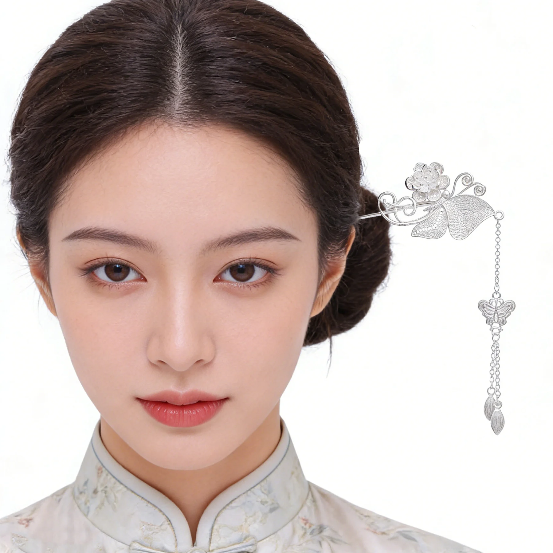 

Alloy Carved Flower Butterfly Hair Stick For Women Chinese Hanfu Hair Accessories Fairy Insert Hairpin Chopstick Antique Jewelry