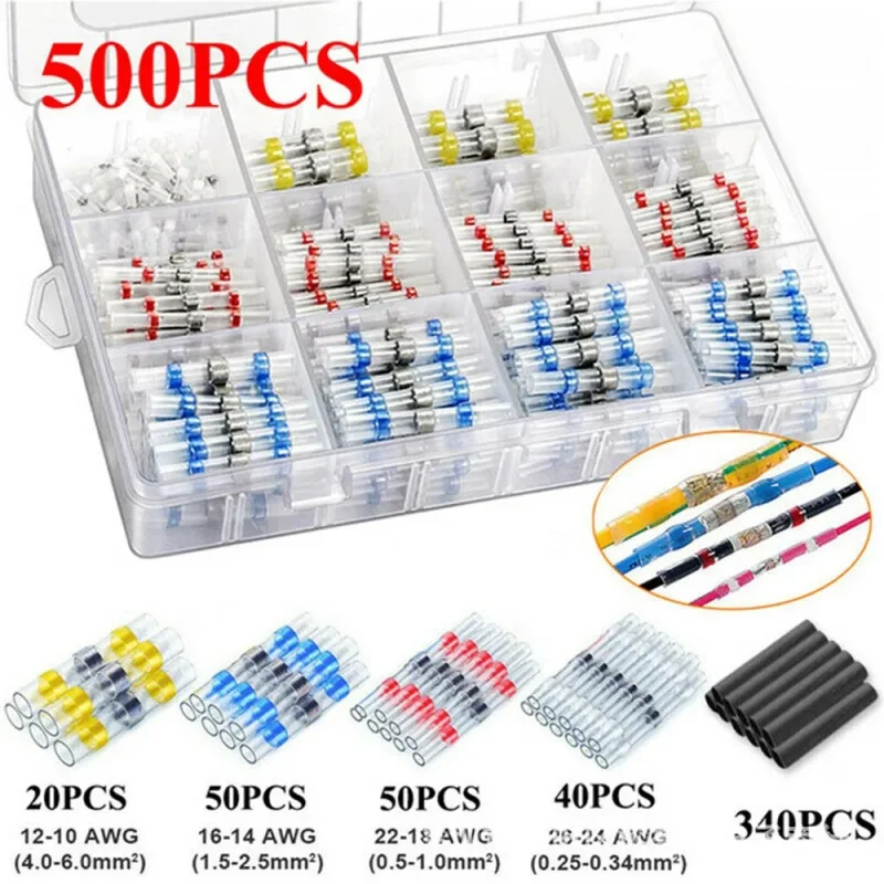 50/100/300/800/1000PCS Vedação de soldagem Isolamento termo retrátil à prova d'água Kit de anel de solda Especificações múltiplas