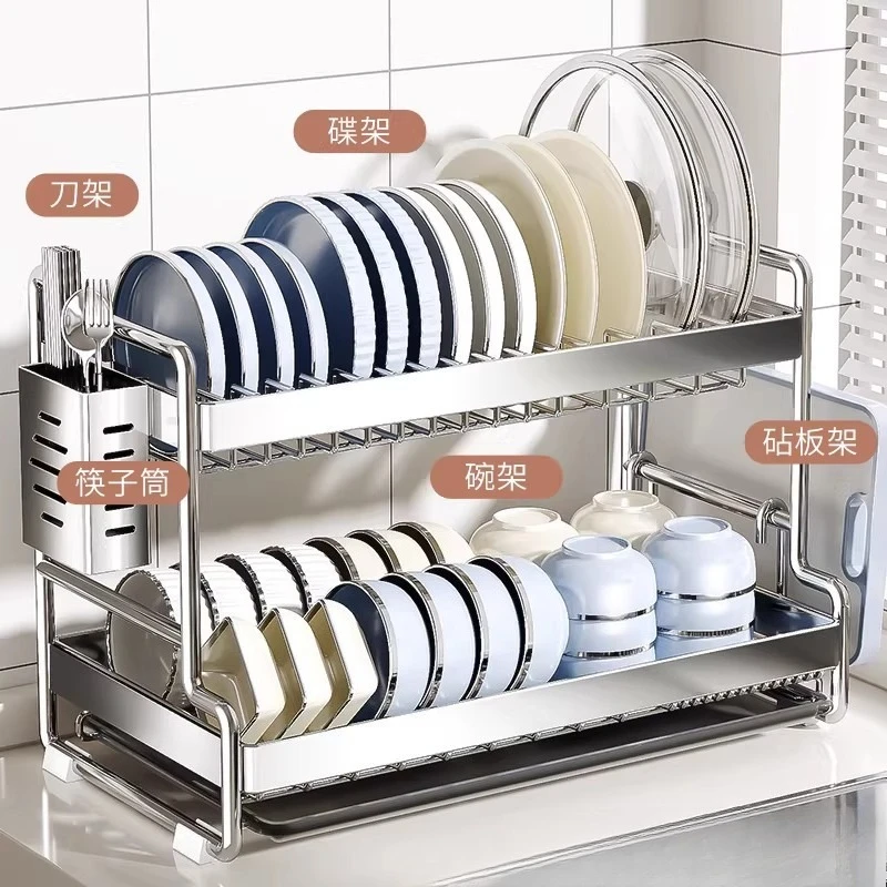 Factory Direct 2026 Dish storage rack Kitchen rack Multifunctional household Drying dish Drain Countertop dish Chopsticks box